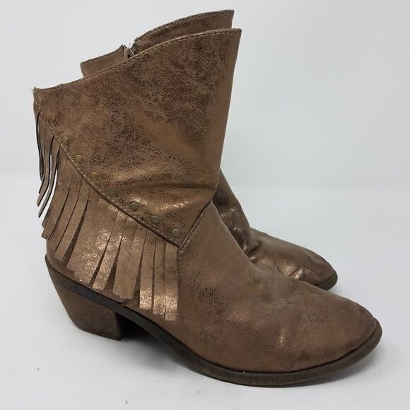🌼 STEVIES Fringe Metallic Bronze Boots 6 - Picture 3 of 8